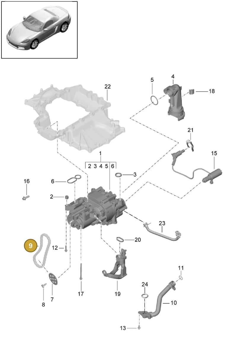 99907310301 — Porsche Boxster (2016-2019) diagram p48104000, position 9