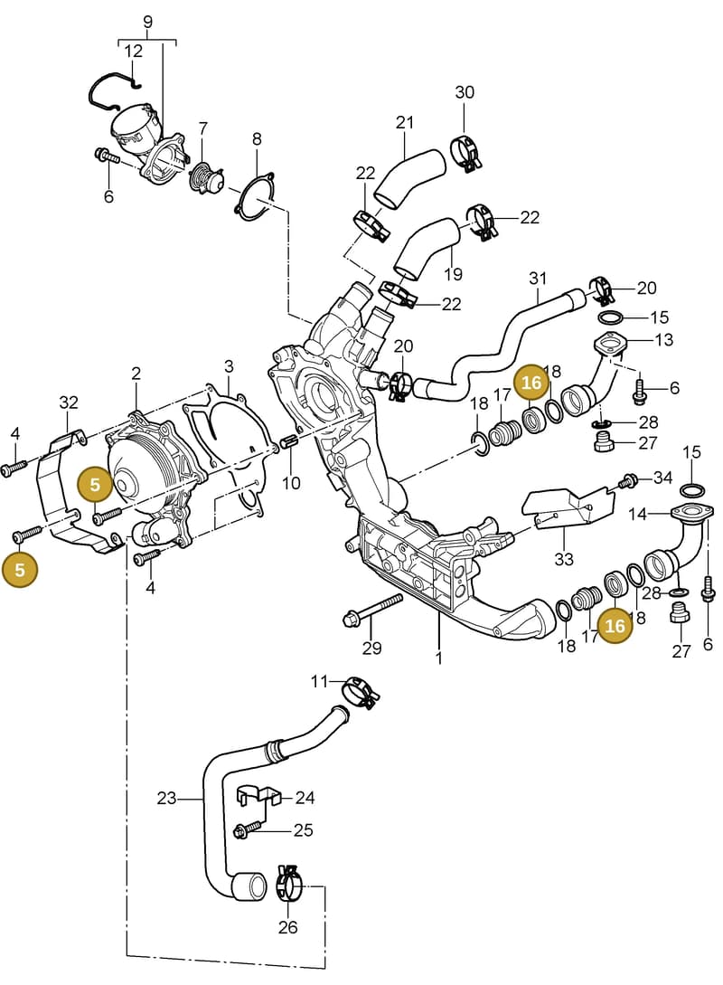 99907311001 — Porsche GT3 RS (2006-2011) diagram p29105000, position 5+16