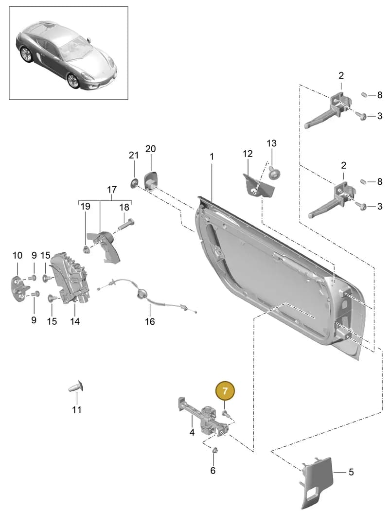 99907313801 — Porsche Cayman (2013-2016) diagram p40804000, position 7