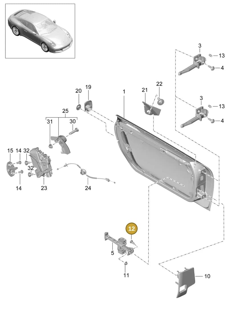 99907313801 — Porsche 911 (2016-2019) diagram p47804000, position 12