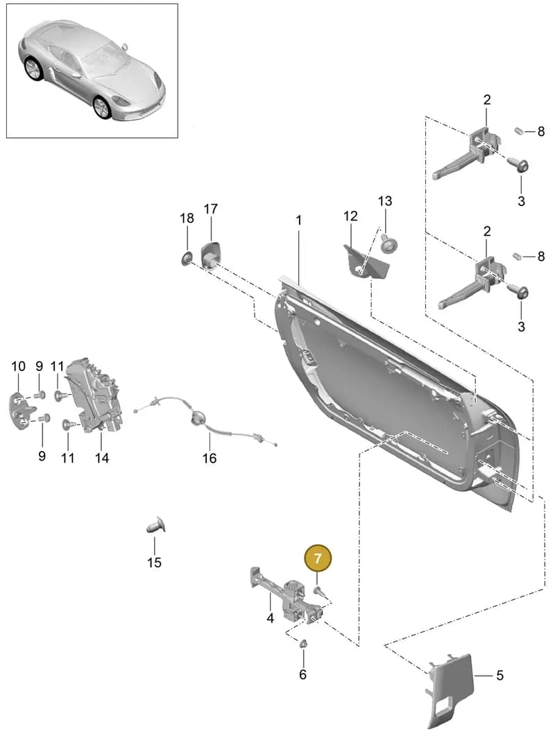99907313801 — Porsche Cayman (2016-2019) diagram p50804000, position 7