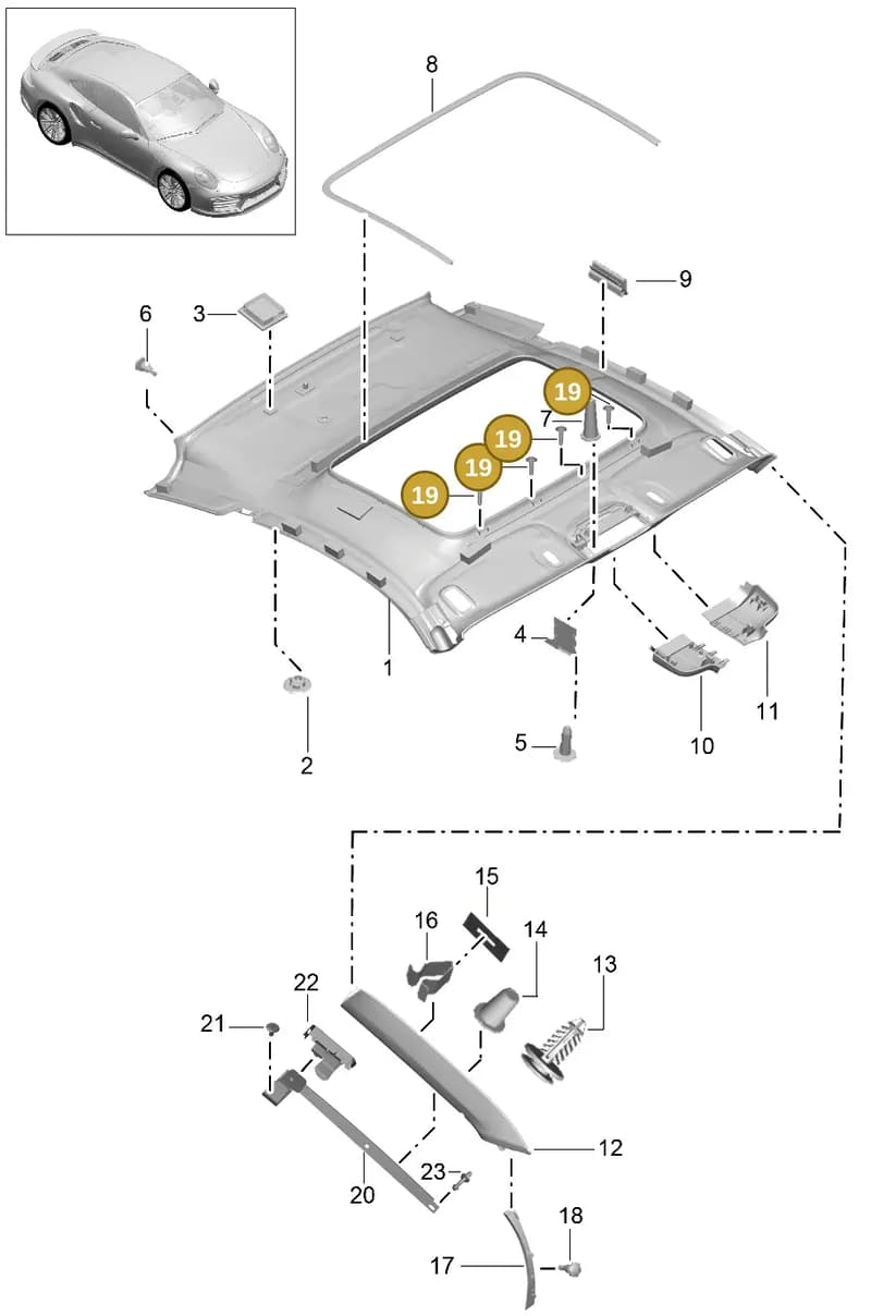 99907314209 — Porsche 911 (2016-2019) diagram p47807050, position 19