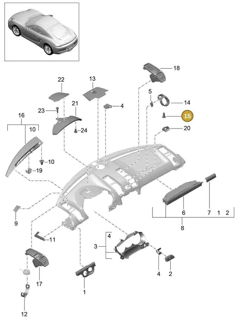 99907315509 — Porsche Cayman (2013-2016) diagram p40809005, position 15