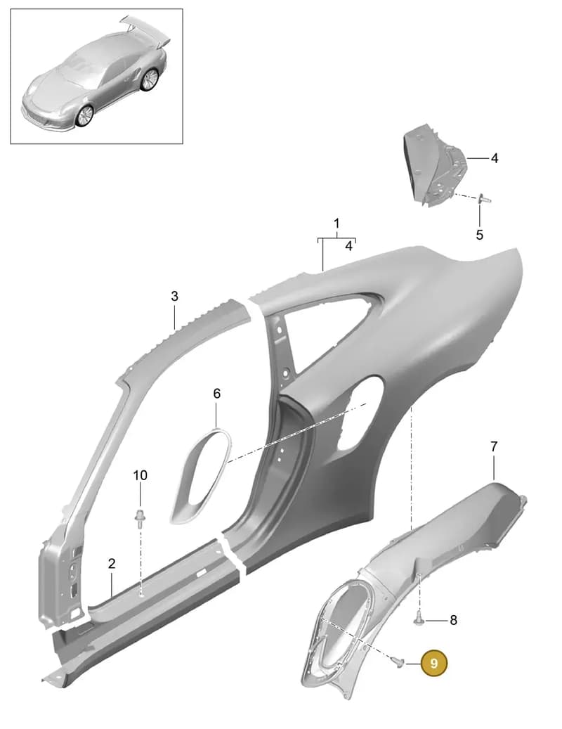 99907315509 — Porsche 911 (2013-2020) diagram p41801060, position 9