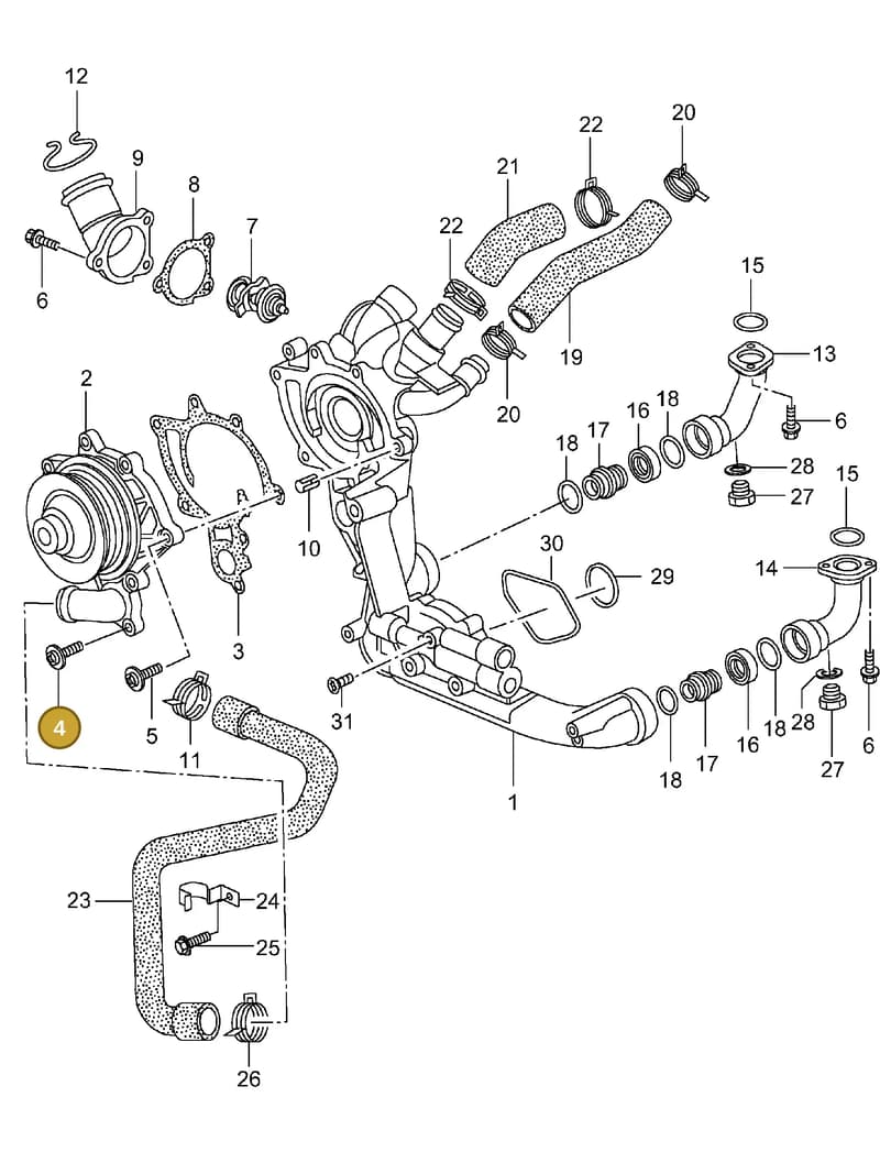 99907318809 — Porsche Turbo (2000-2005) diagram p23105000, position 4