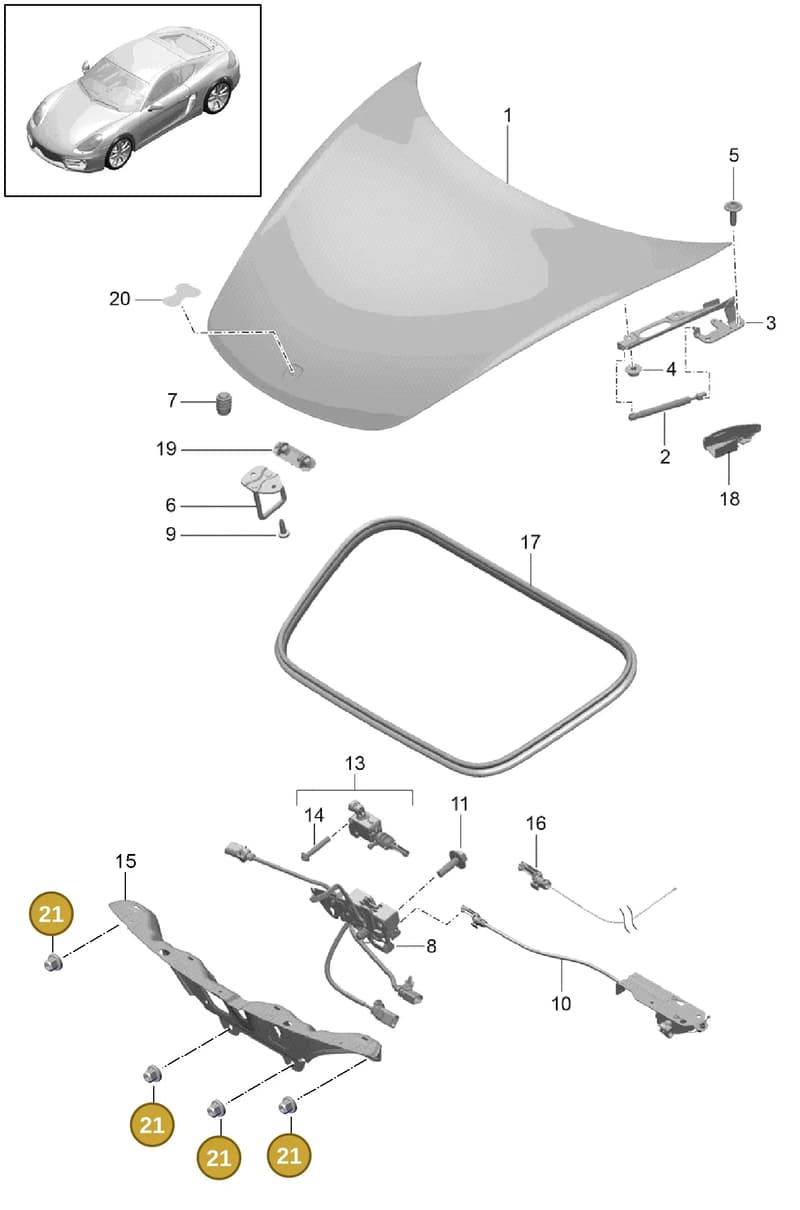 99907318809 — Porsche Cayman (2013-2016) diagram p40803000, position 21