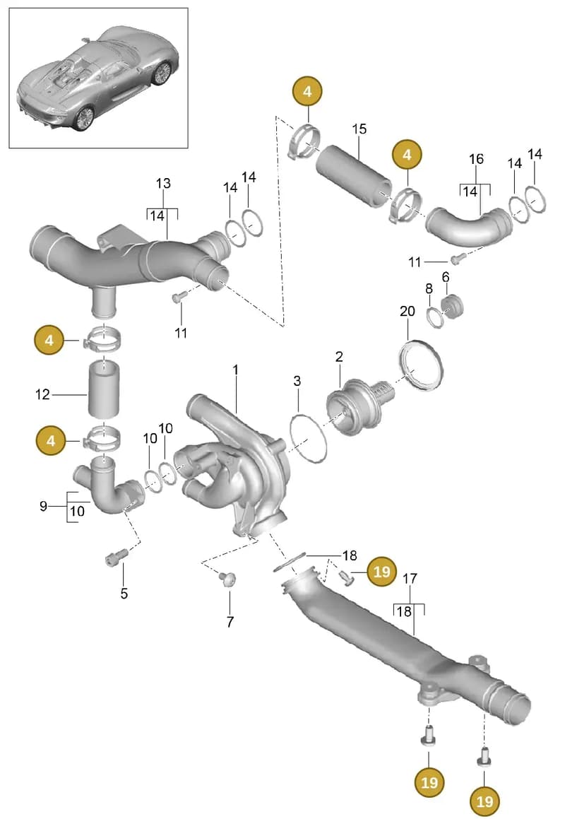 99907318901 — Porsche 918 Spyder (2014-2015) diagram p43105000, position 4+19