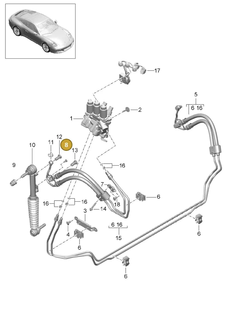 99907318901 — Porsche 911 (2016-2019) diagram p47402030, position 8