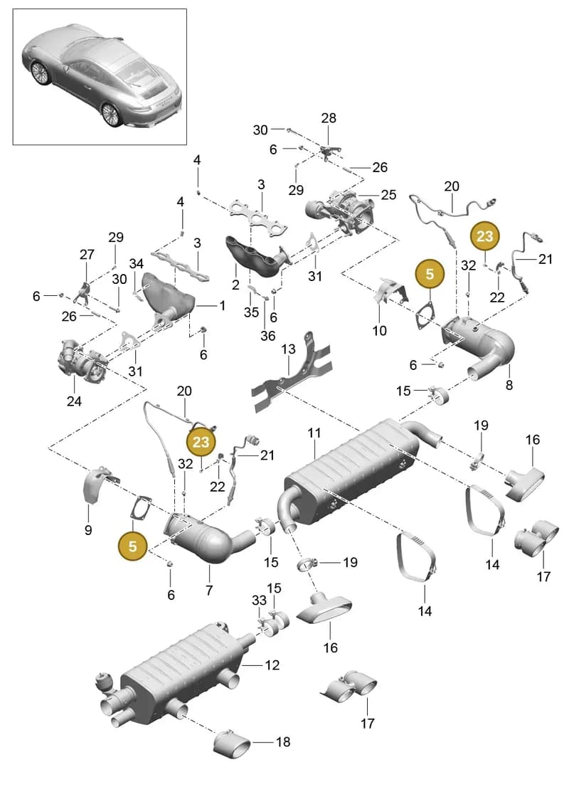 99907318901 — Porsche 911 (2016-2019) diagram p47202000, position 5+23