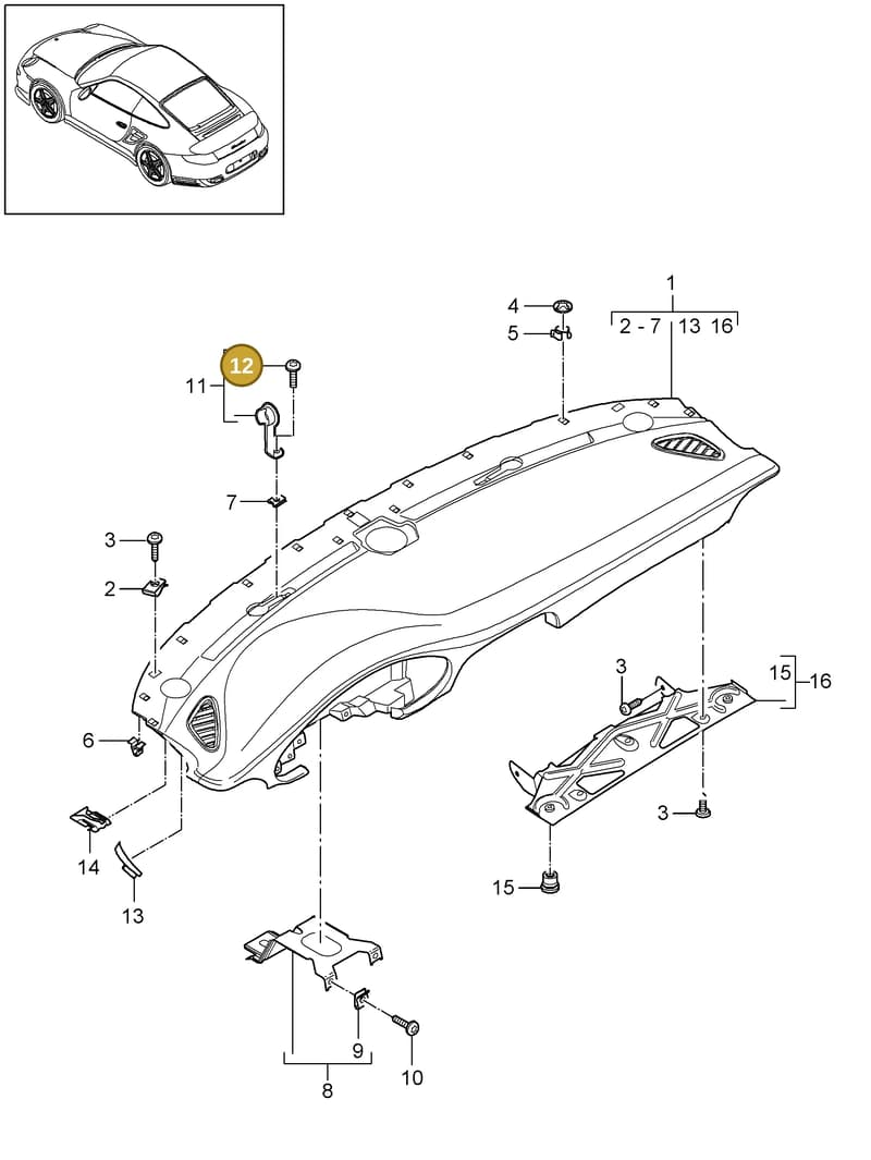 99907322609 — Porsche GT2 RS (2009-2012) diagram p36809000, position 12