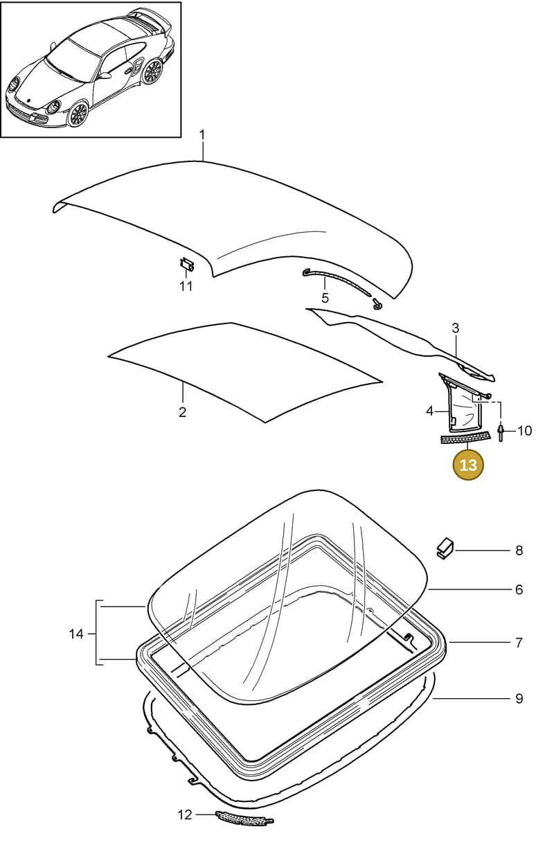 99907322809 — Porsche Turbo (2006-2009) diagram p30811010, position 13+19