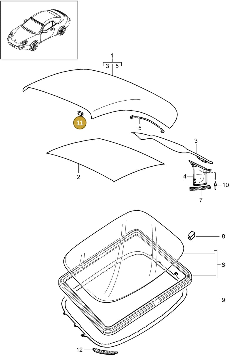 99907322809 — Porsche 911 Carrera (2008-2012) diagram p32811010, position 11+13+19