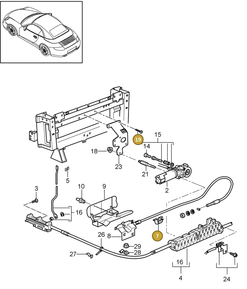 99907322809 — Porsche 911 Carrera (2008-2012) diagram p32811050, position 7+19+11+13