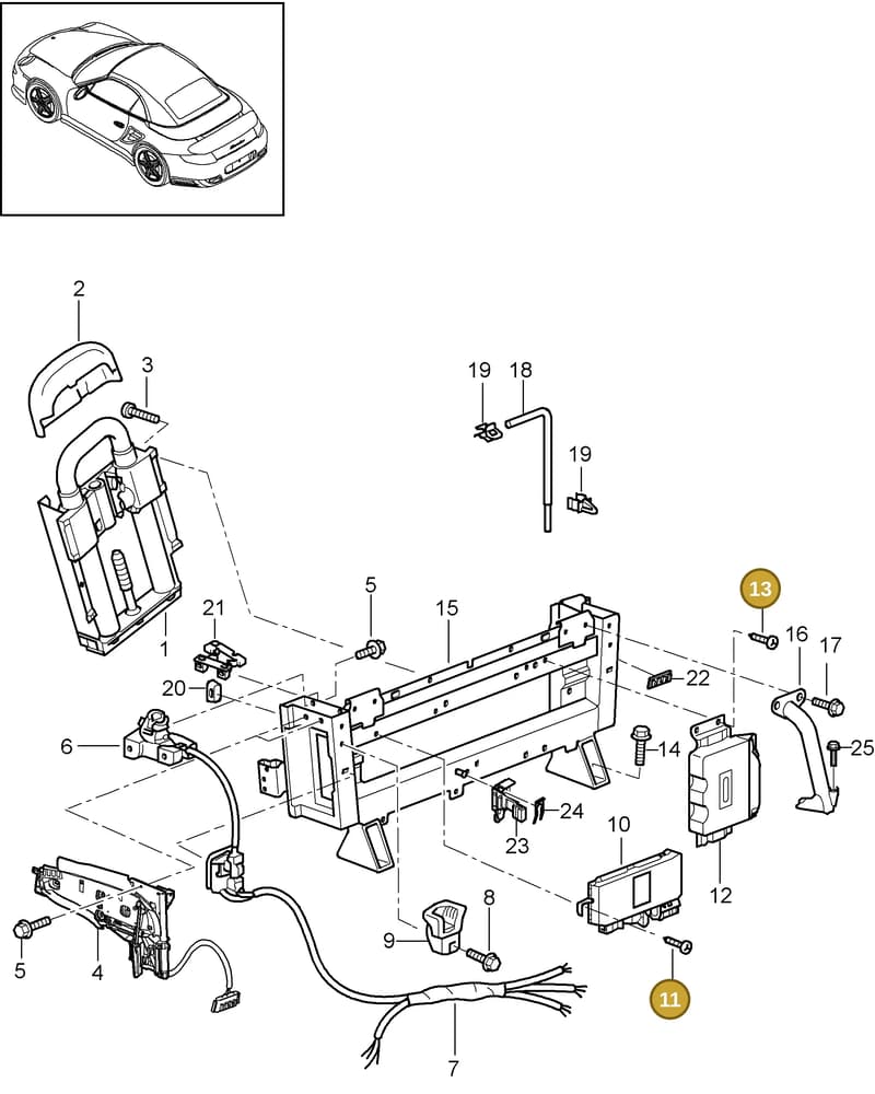 99907322809 — Porsche GT2 RS (2009-2012) diagram p36811050, position 11+13