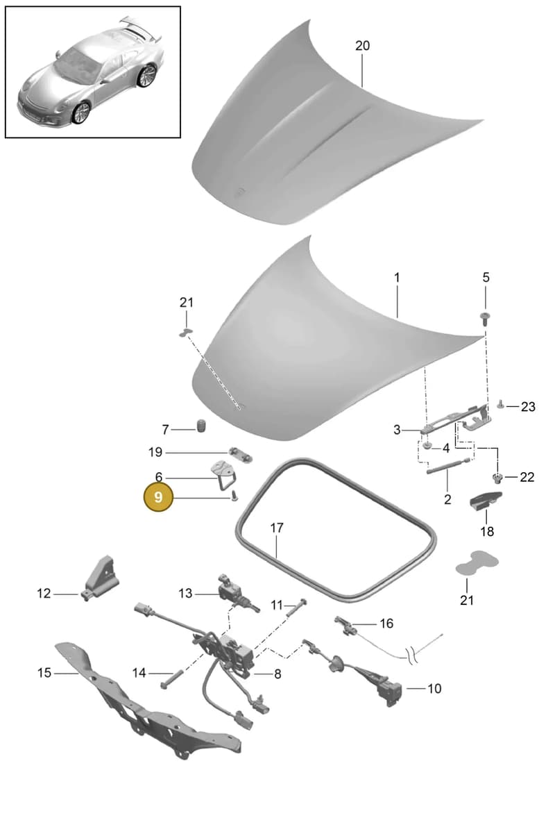 99907326801 — Porsche 911 (2013-2020) diagram p41803000, position 9