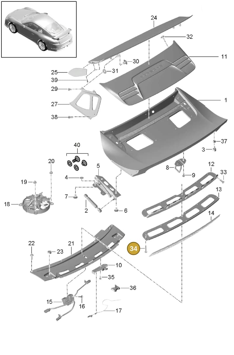 99907326801 — Porsche 911 (2013-2020) diagram p41803010, position 34