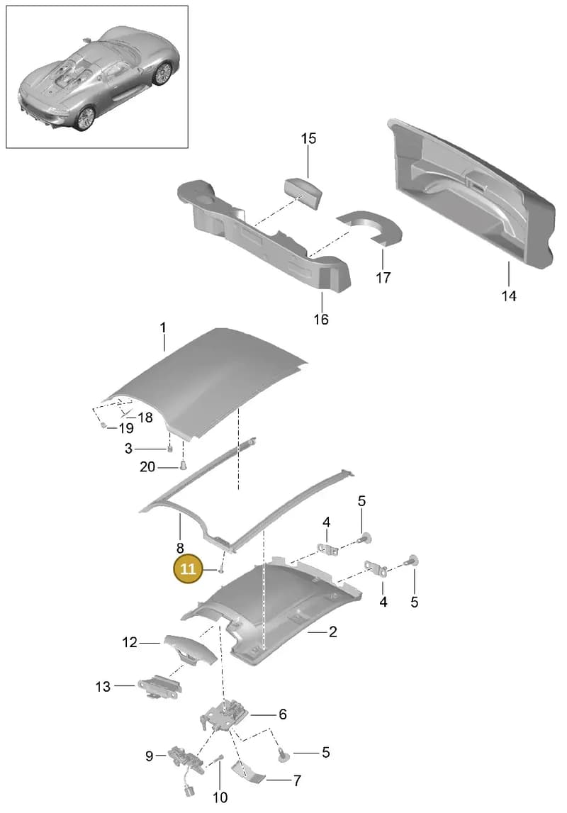 99907326801 — Porsche 918 Spyder (2014-2015) diagram p43811000, position 11