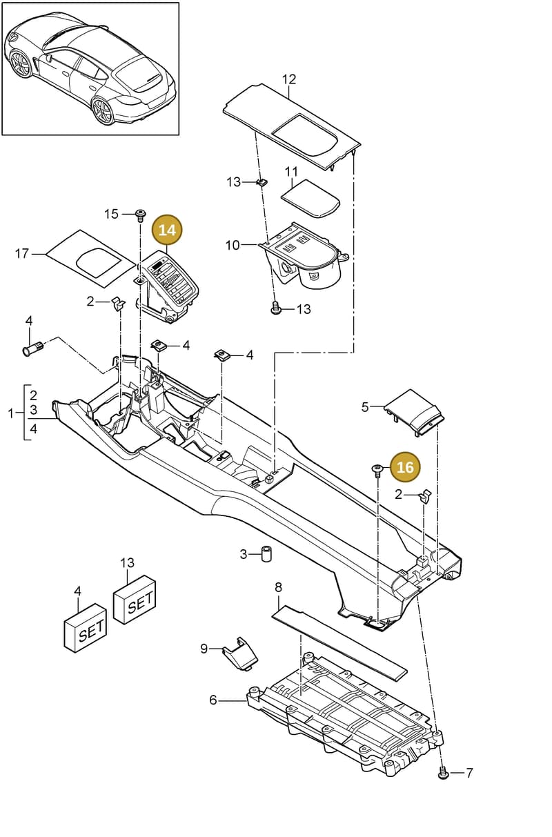 99907326909 — Porsche Panamera (2009-2016) diagram p35809030, position 14+16