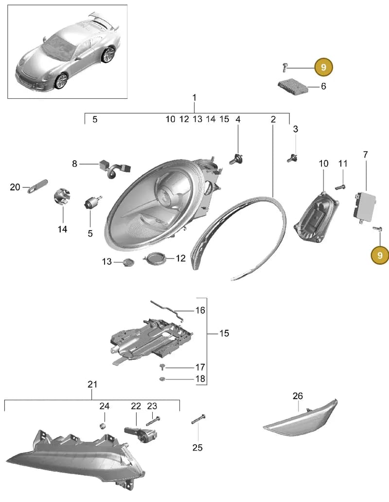 99907326909 — Porsche 911 (2013-2020) diagram p41905000, position 9