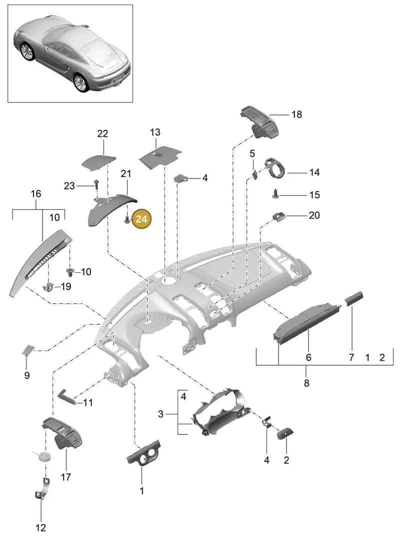 99907327309 — Porsche Cayman (2013-2016) diagram p40809005, position 24