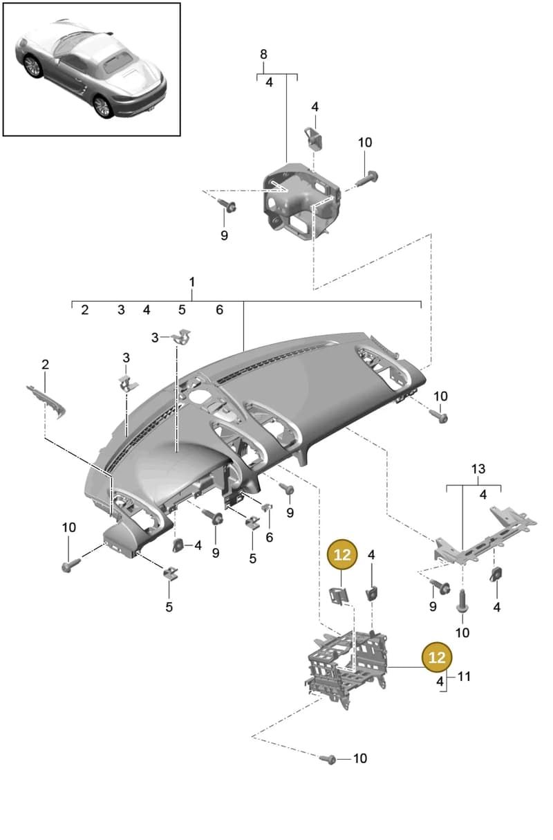 99907327309 — Porsche Boxster (2016-2019) diagram p48809000, position 12