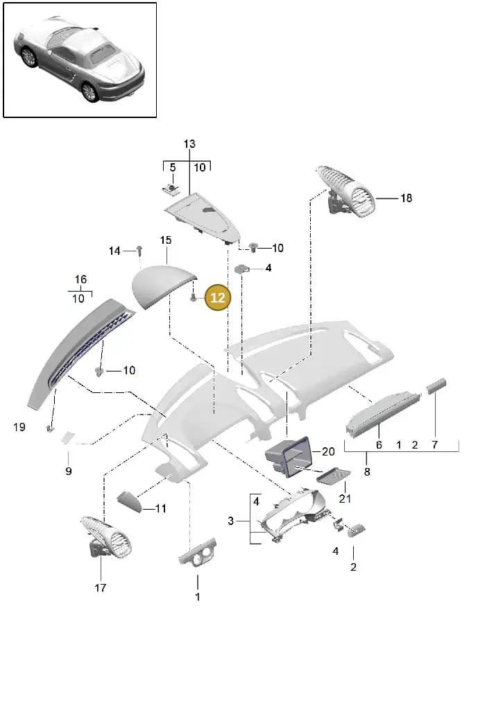 99907327309 — Porsche Boxster (2016-2019) diagram p48809005, position 12