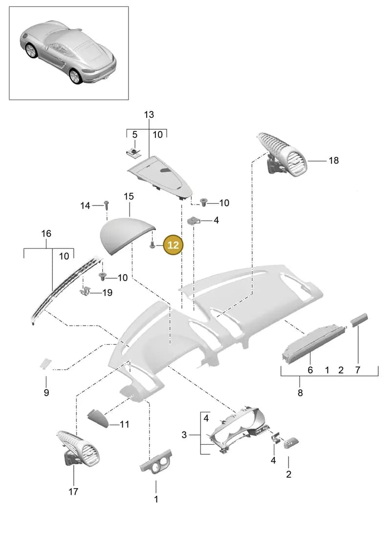 99907327309 — Porsche Cayman (2016-2019) diagram p50809005, position 12
