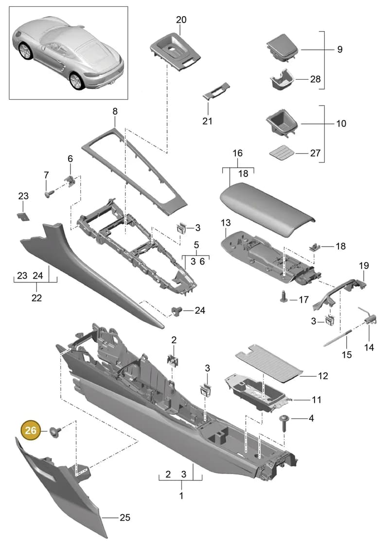 999073295A2 — Porsche Cayman (2016-2019) diagram p50809020, position 26
