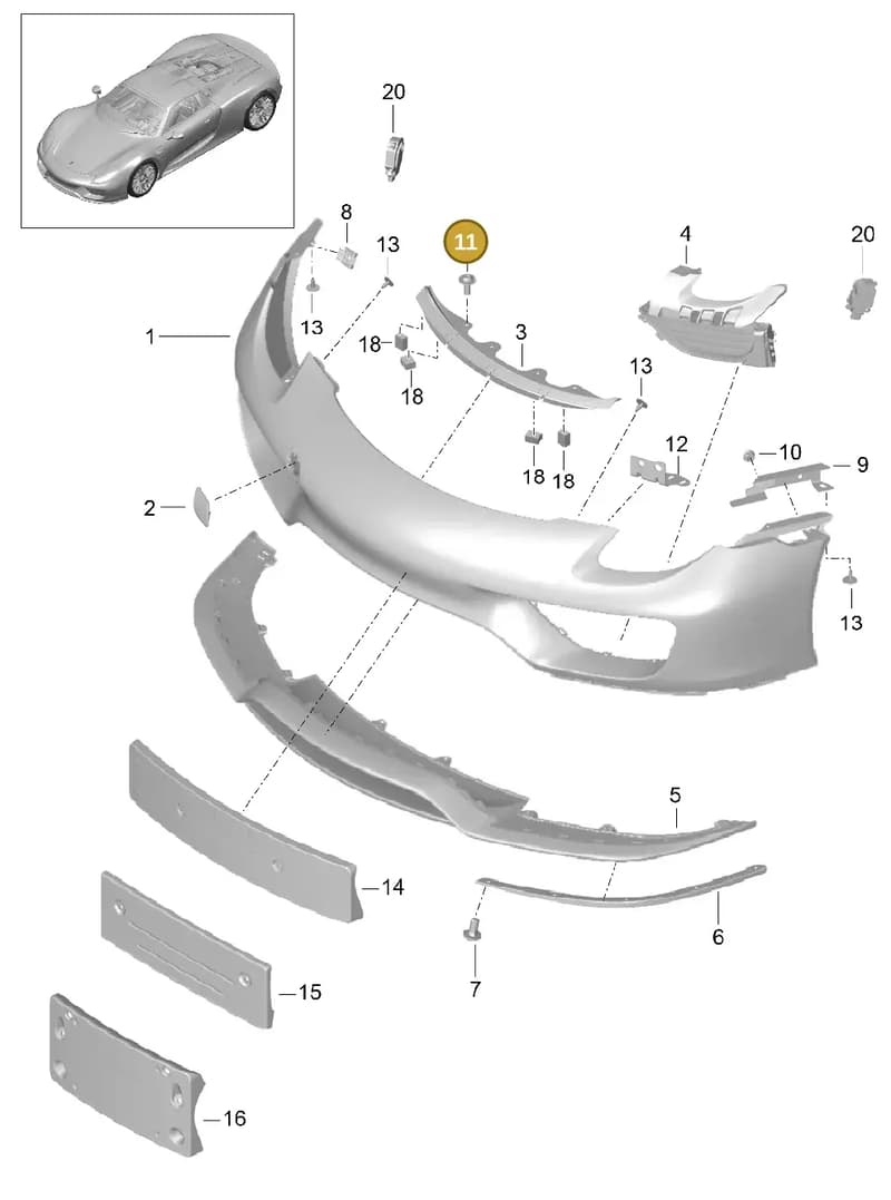 999073297A1 — Porsche 918 Spyder (2014-2015) diagram p43802000, position 11