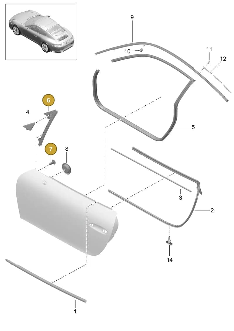 99907333309 — Porsche 911 (2016-2019) diagram p47804010, position 6+7