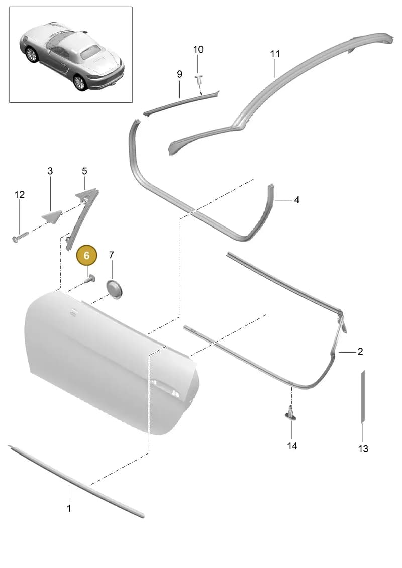 99907333309 — Porsche Boxster (2016-2019) diagram p48804010, position 6