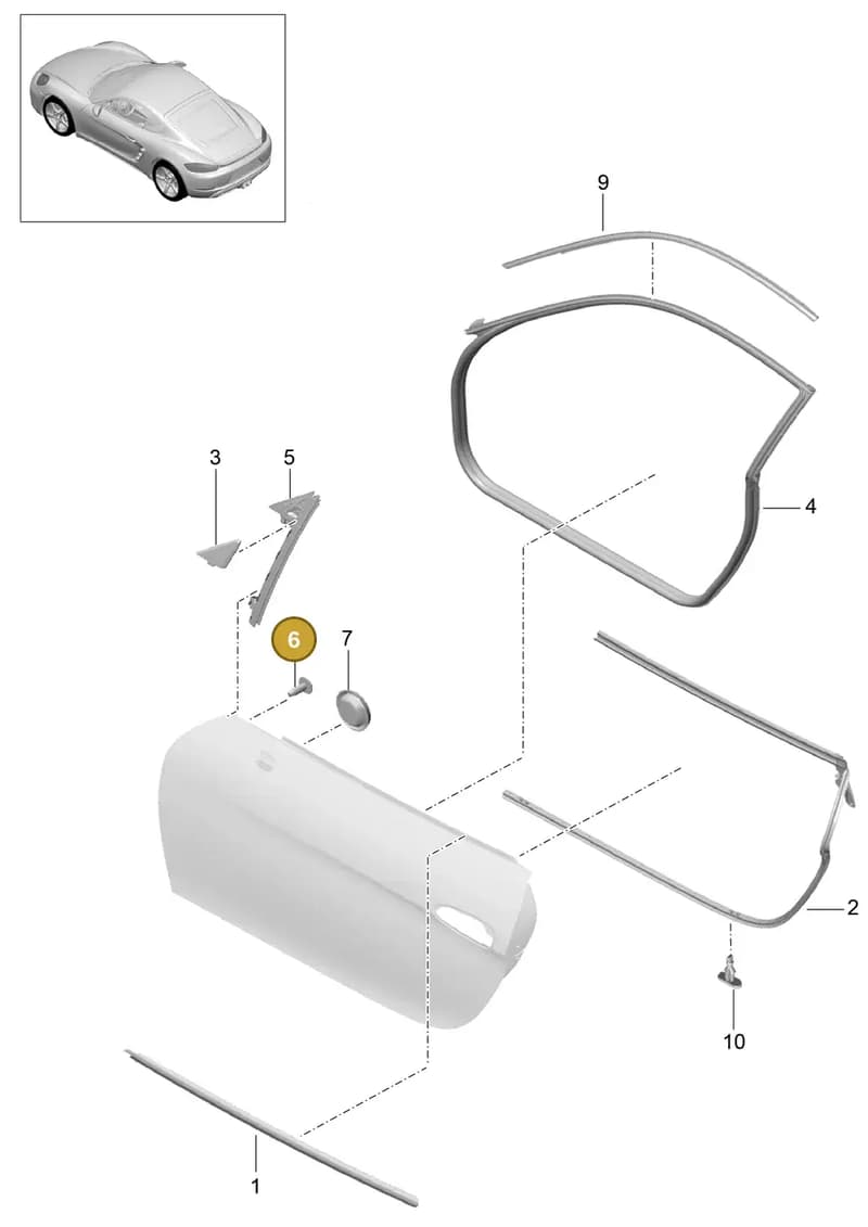 99907333309 — Porsche Cayman (2016-2019) diagram p50804010, position 6