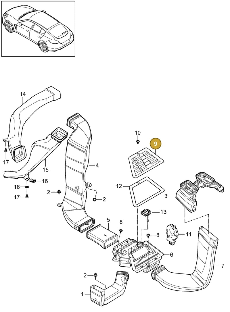 99907333909 — Porsche Panamera (2009-2016) diagram p35813030, position 9