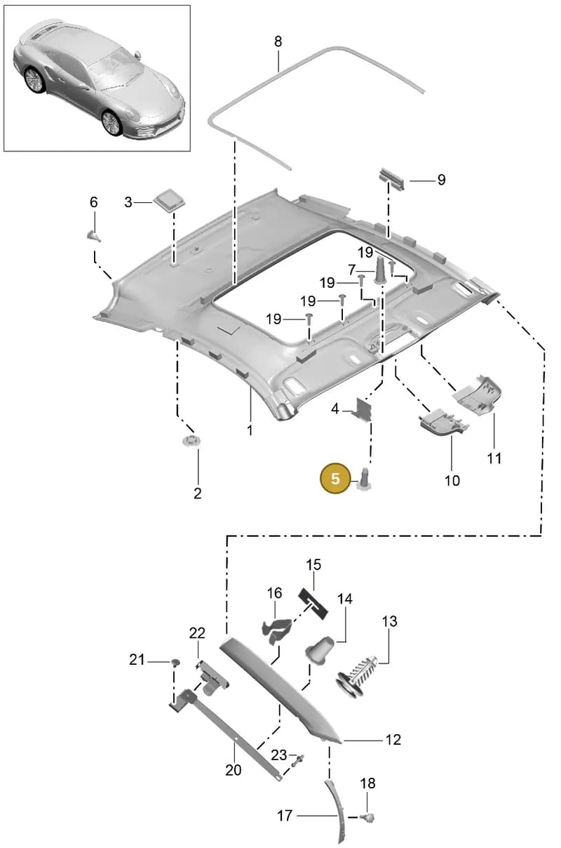 99907333909 — Porsche 911 (2016-2019) diagram p47807050, position 5