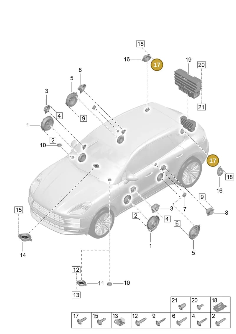 99907333909 — Porsche Macan (2018-2022) diagram p52911050, position 17