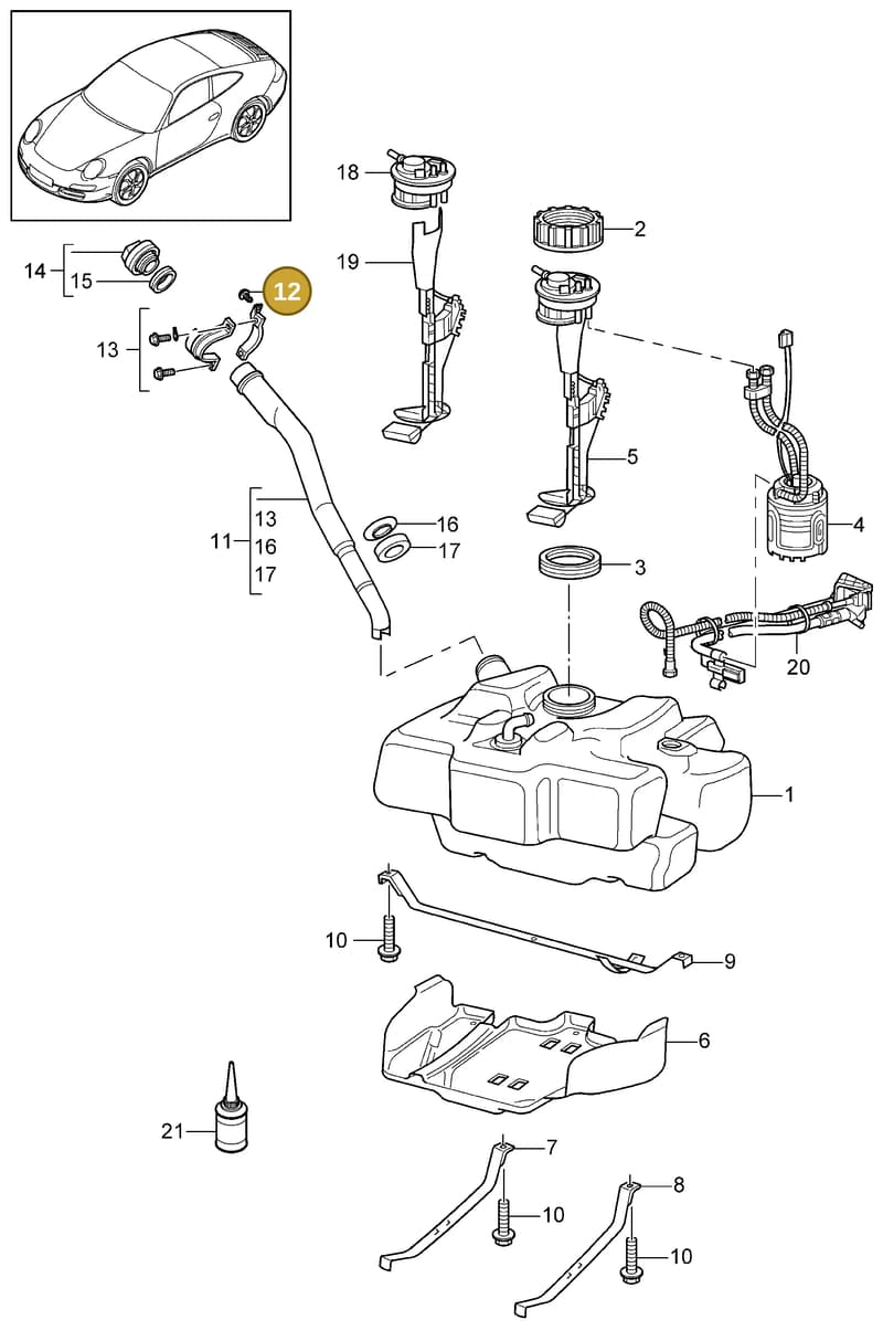 99907334809 — Porsche 911 Carrera (2008-2012) diagram p32201000, position 12