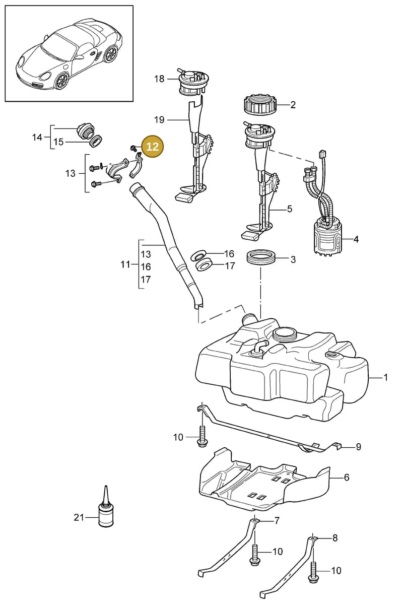 99907334809 — Porsche Boxster S (2008-2012) diagram p33201000, position 12