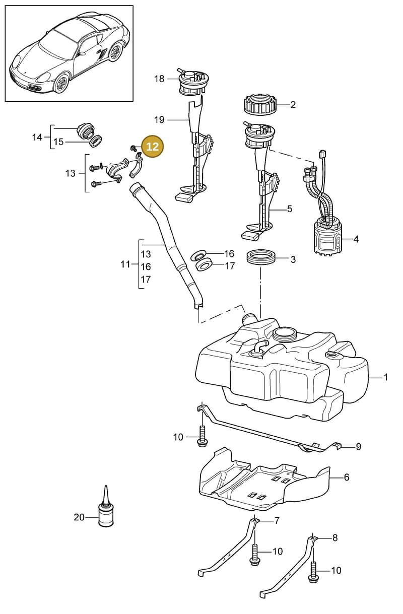 99907334809 — Porsche Cayman (2008-2012) diagram p34201000, position 12