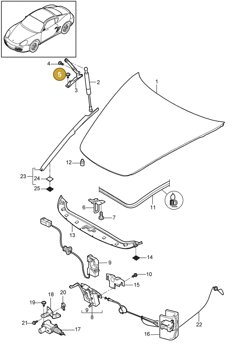 99907334809 — Porsche Cayman (2008-2012) diagram p34803000, position 5