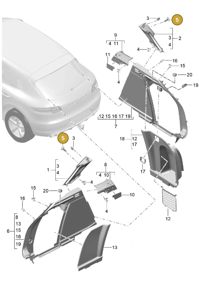 99907336909 — Porsche Macan (2013-2018) diagram p44807045, position 5