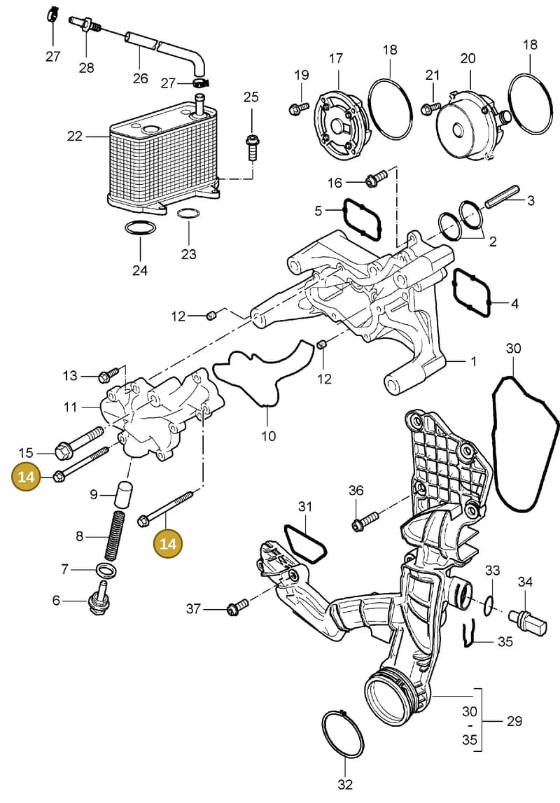 99907338101 — Porsche Boxster S (2004-2008) diagram p27104000, position 14