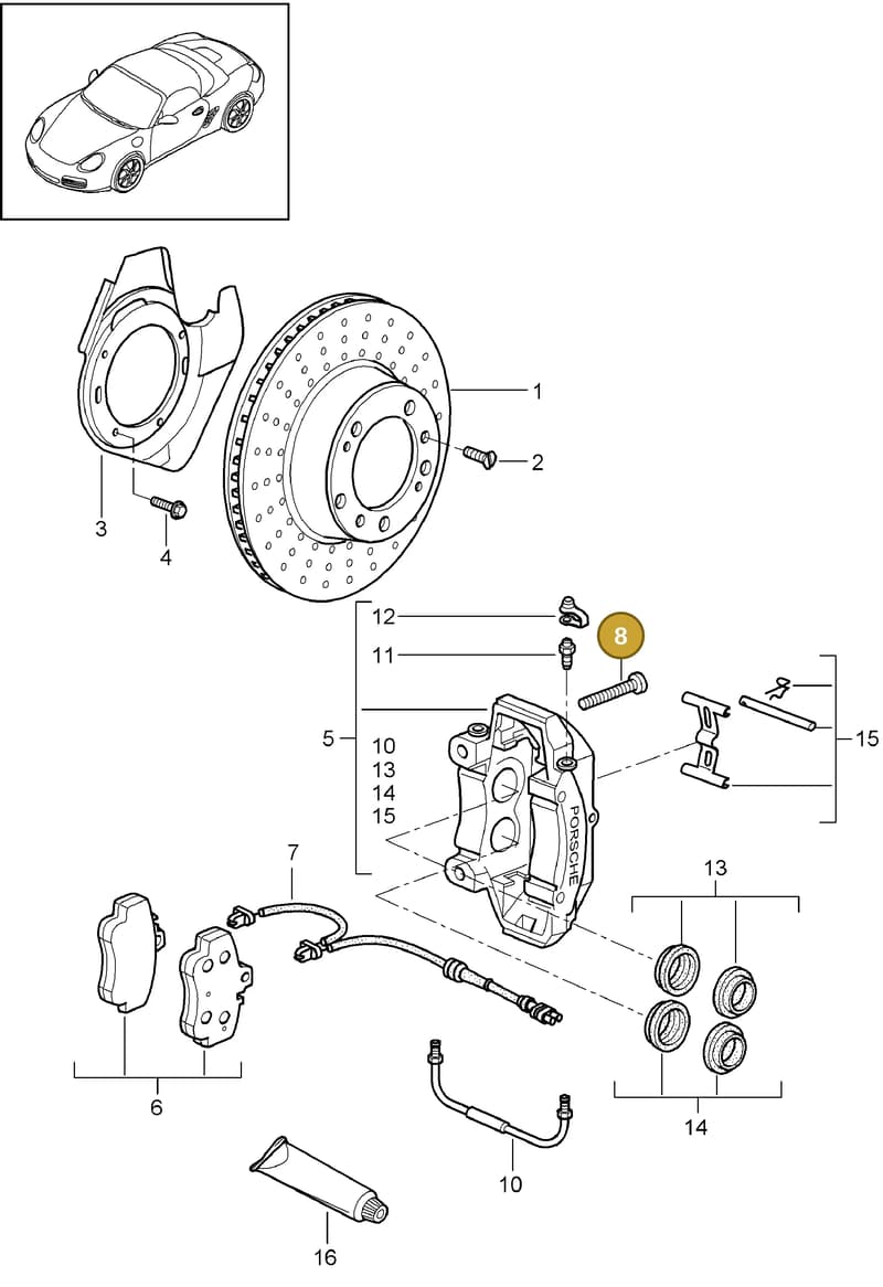 99907340201 — Porsche Boxster S (2008-2012) diagram p33602000, position 8