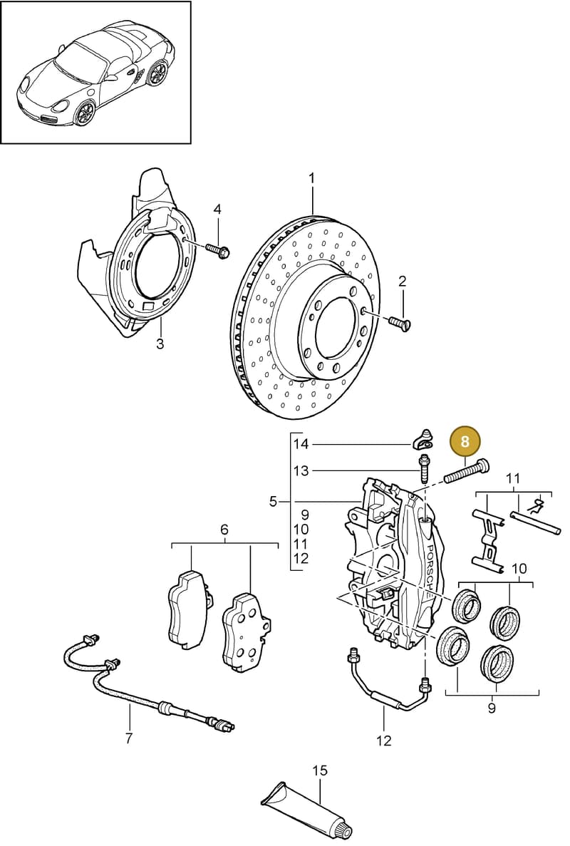 99907340201 — Porsche Boxster S (2008-2012) diagram p33603000, position 8