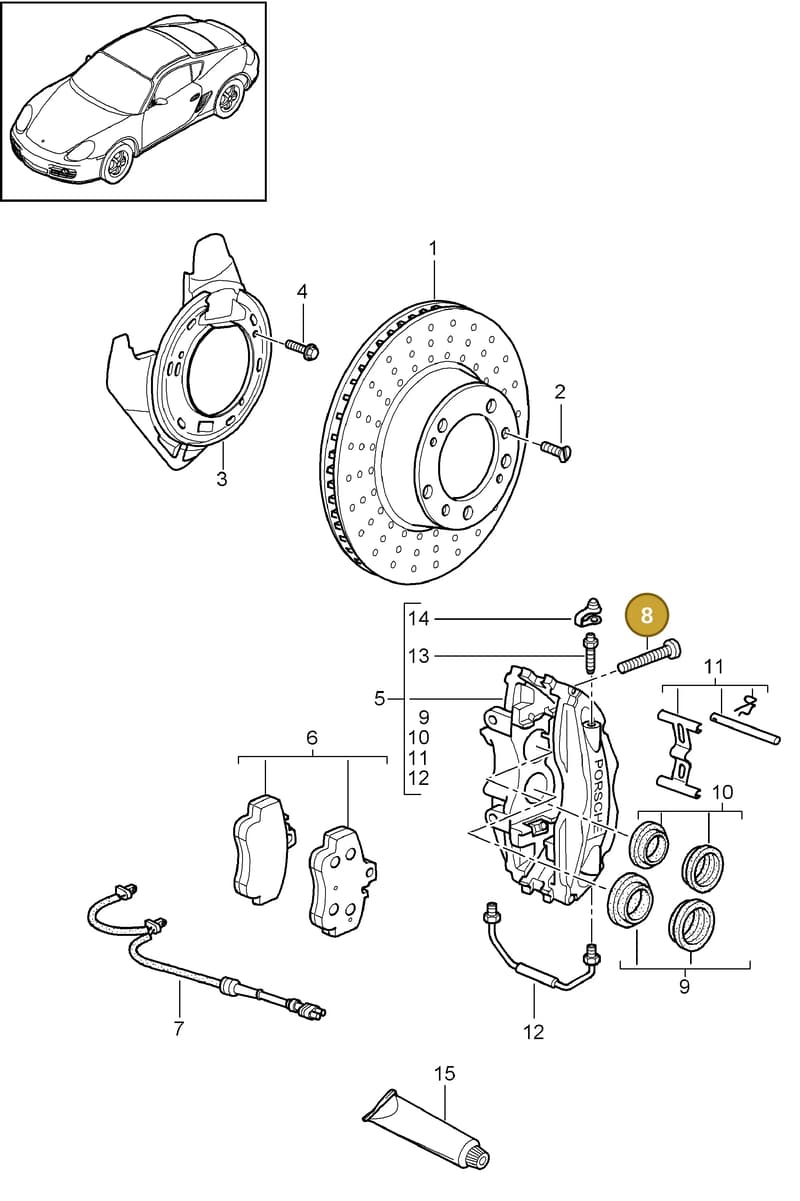 99907340201 — Porsche Cayman (2008-2012) diagram p34603000, position 8