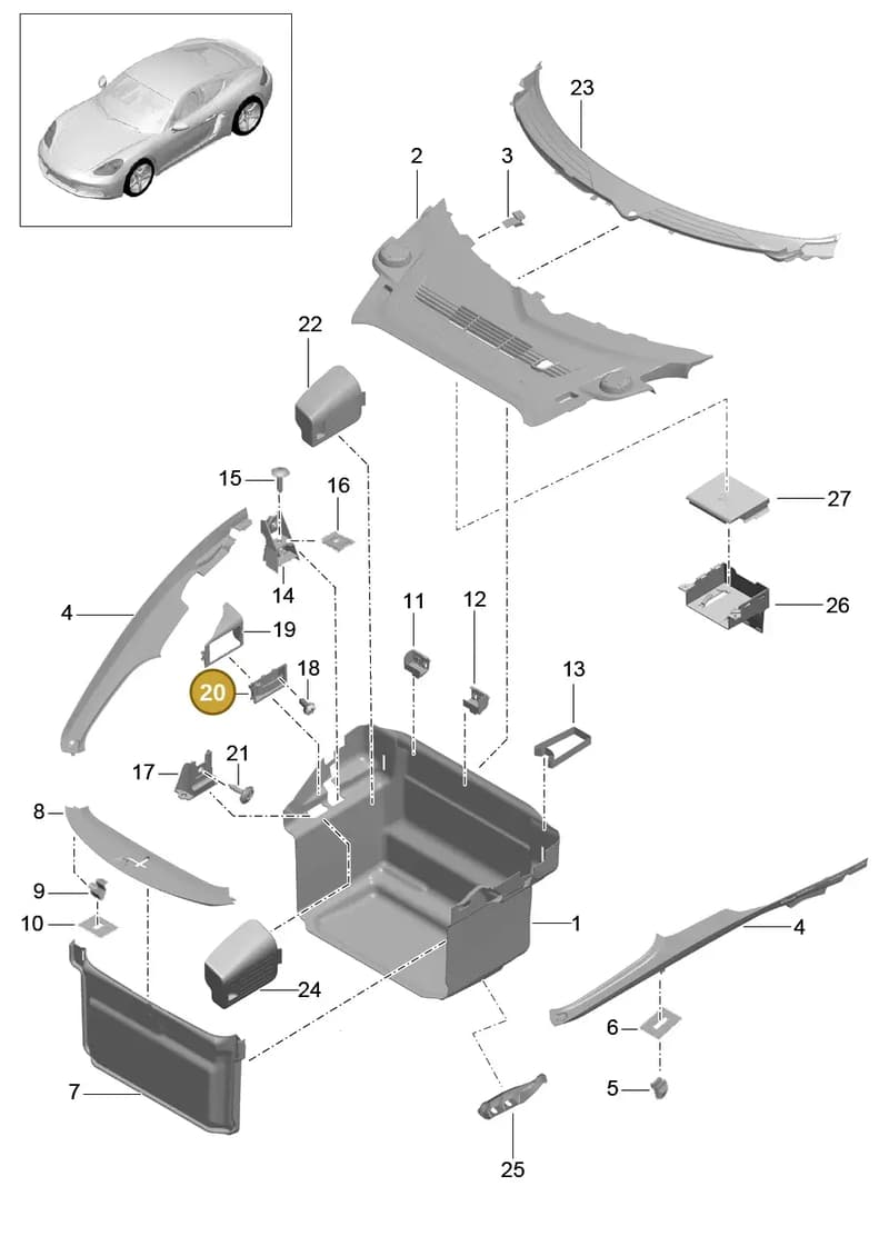 99907340401 — Porsche Cayman (2016-2019) diagram p50807000, position 20