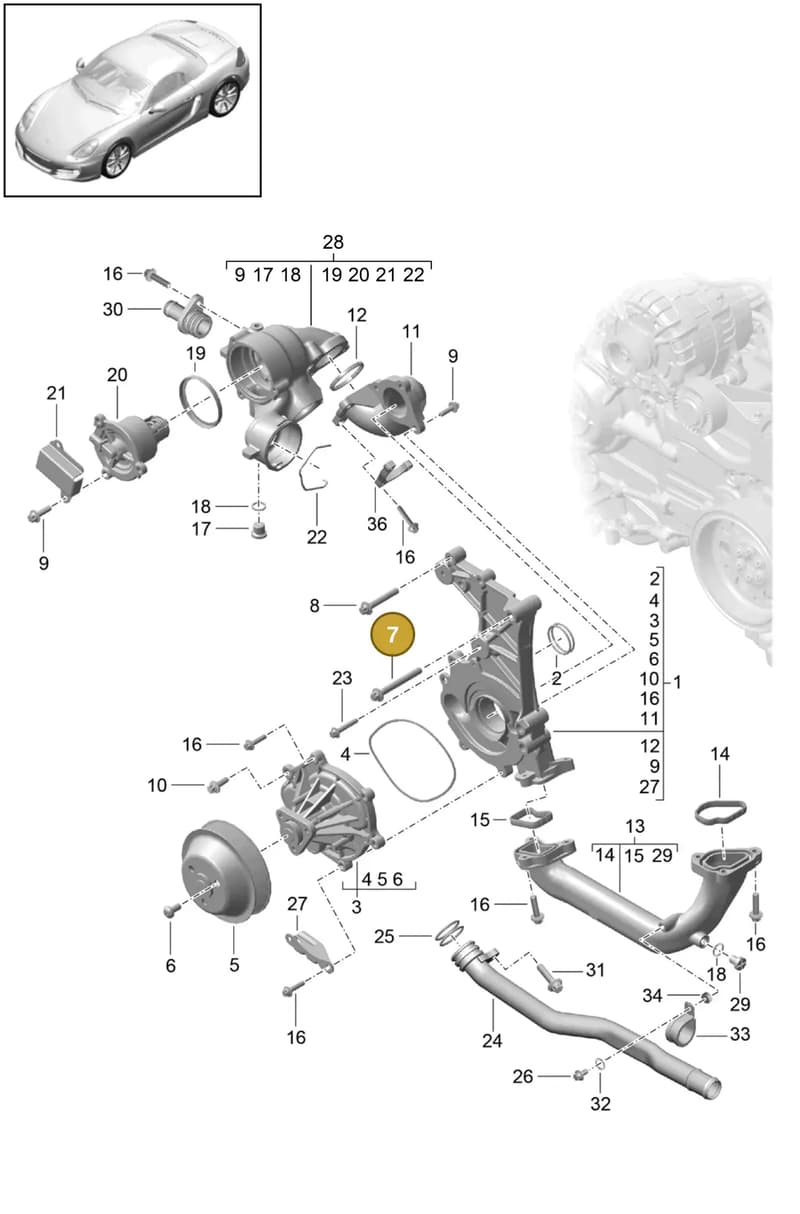 99907341501 — Porsche Boxster (2012-2016) diagram p39105000, position 7