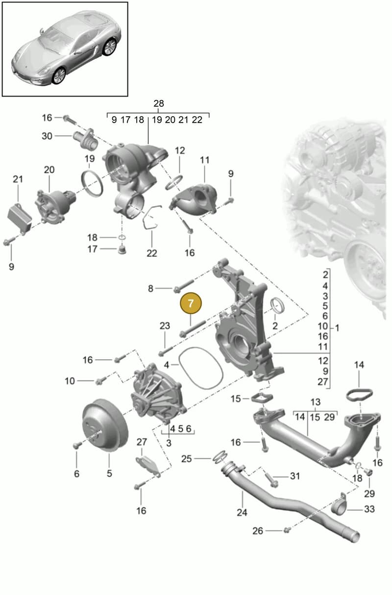 99907341501 — Porsche Cayman (2013-2016) diagram p40105000, position 7