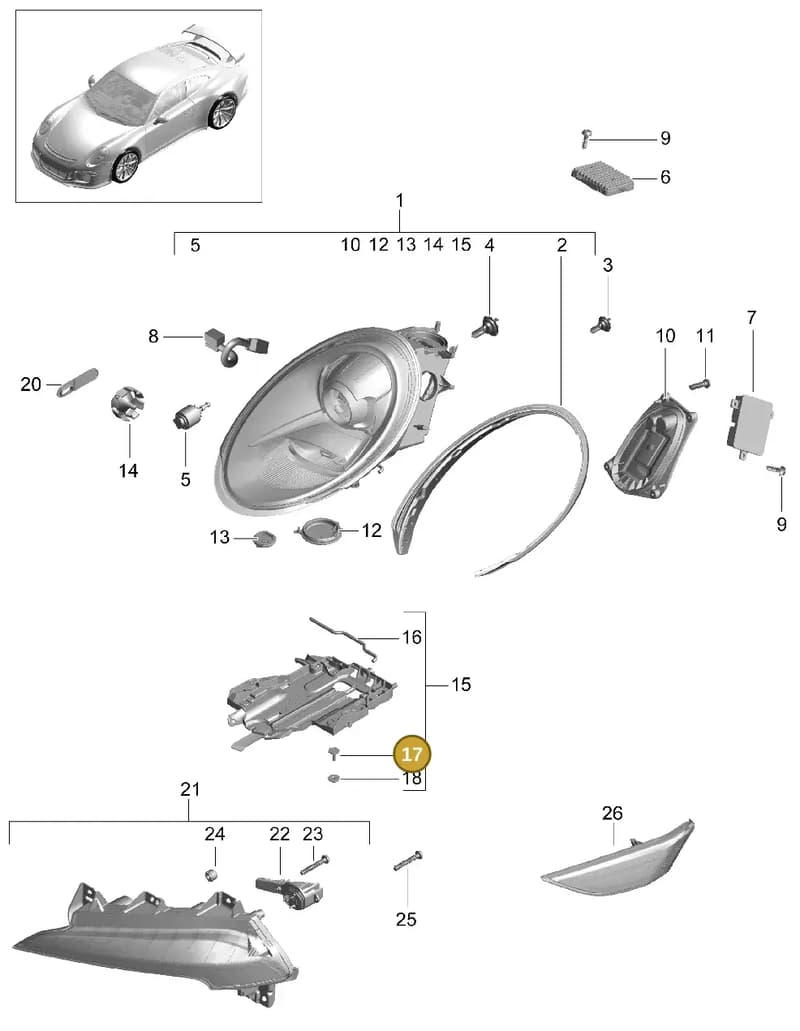 99907341501 — Porsche 911 (2013-2020) diagram p41905000, position 17