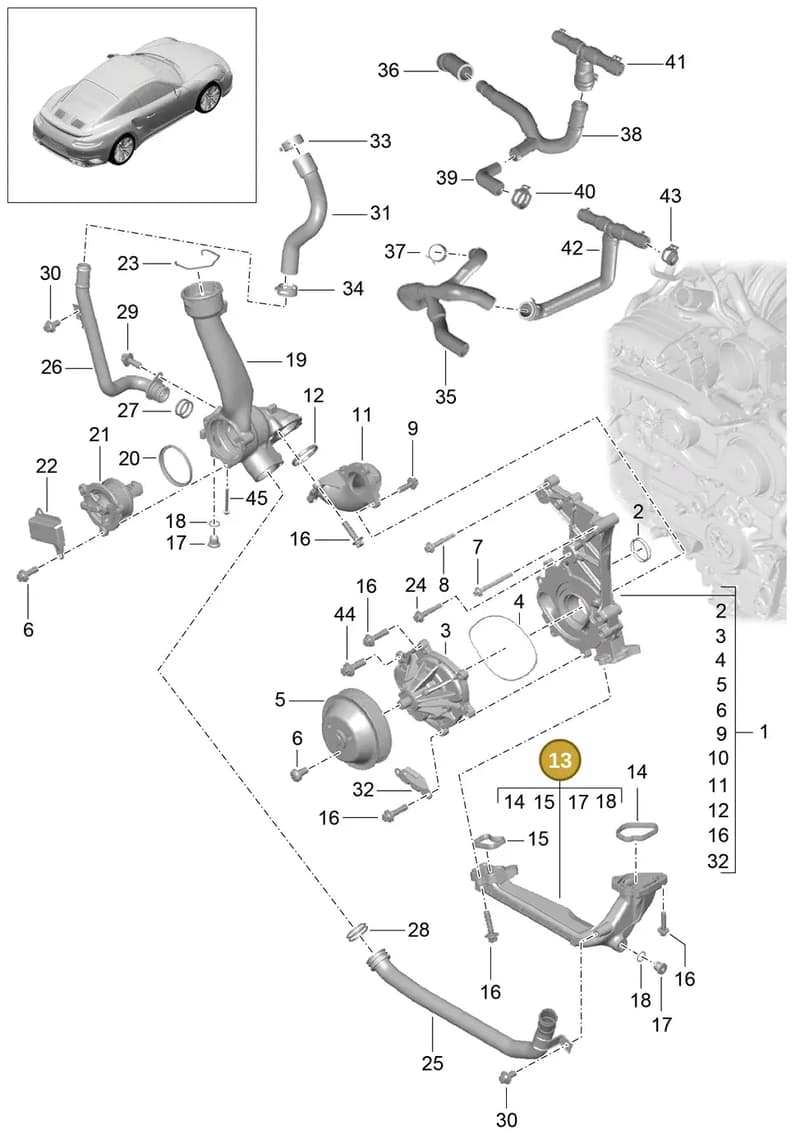 99907341501 — Porsche GT2 RS Clubsport (2013-2020) diagram p42105000, position 13