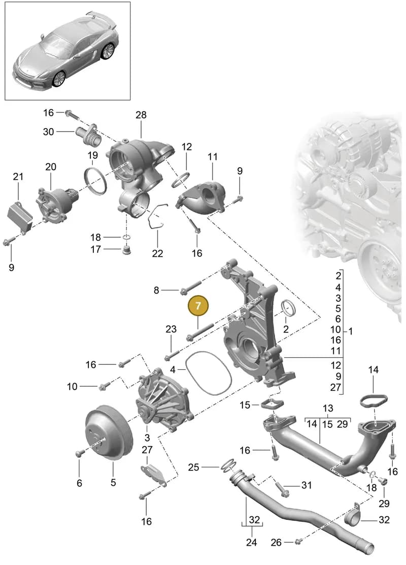 99907341501 — Porsche Cayman GT4 (2015-2016) diagram p45105000, position 7